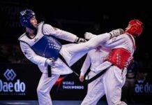 Jakarta Jadi Arena Taekwondo Dunia, 32 Negara Siap Bertanding Atlet taekwondo bertanding di arena Indoor Tennis Gelora Bung Karno, Jakarta, pada ajang Asian Taekwondo Indonesia Open Championships 2026.