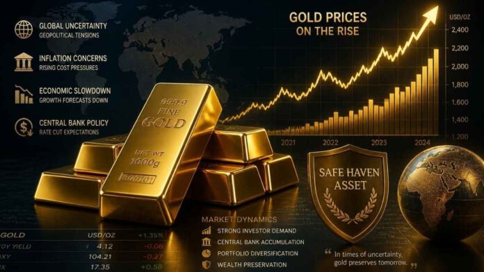 Harga emas batangan mengalami kenaikan di tengah meningkatnya permintaan investor global.
