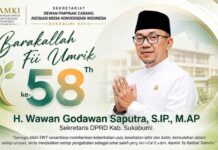 HUT ke-58 H. Wawan Godawan Saputra, Ketua AMKI Apresiasi Dedikasi dan Pengabdiannya untuk Sukabumi Ketua AMKI Sukabumi Raya menyampaikan ucapan selamat ulang tahun kepada Sekretaris DPRD Kabupaten Sukabumi H. Wawan Godawan Saputra S.IP. M.AP.